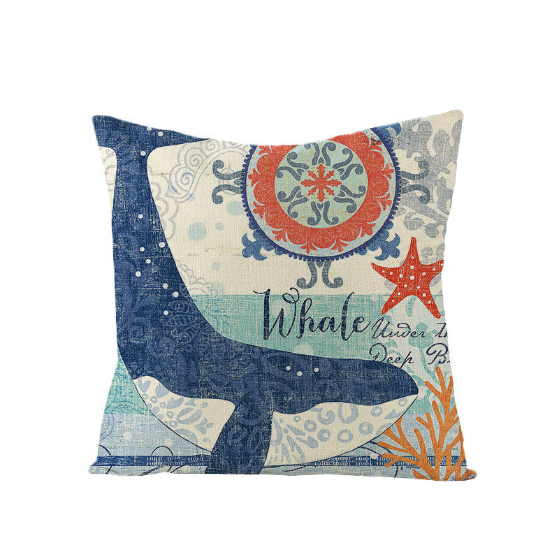Coastal Seahorse Decorative Cotton-Linen Throw Pillow Cover