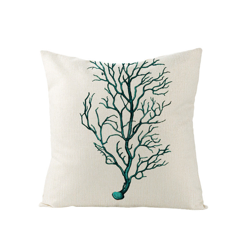 Coastal Seahorse Decorative Cotton-Linen Throw Pillow Cover