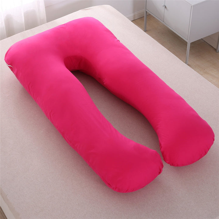 full-body U-shaped pregnancy support pillow with ergonomic lumbar and hip contour and removable breathable cover Stornfield