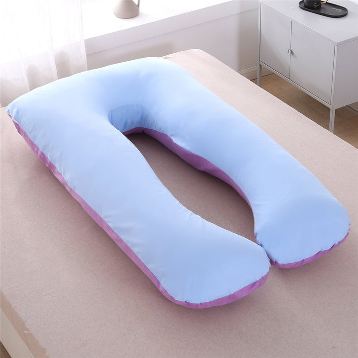 full-body U-shaped pregnancy support pillow with ergonomic lumbar and hip contour and removable breathable cover Stornfield