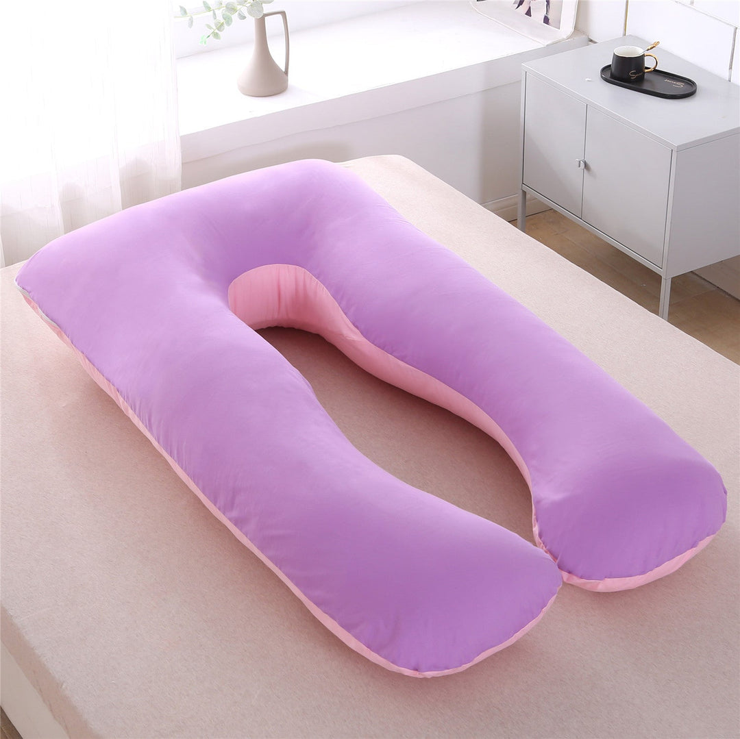 full-body U-shaped pregnancy support pillow with ergonomic lumbar and hip contour and removable breathable cover Stornfield