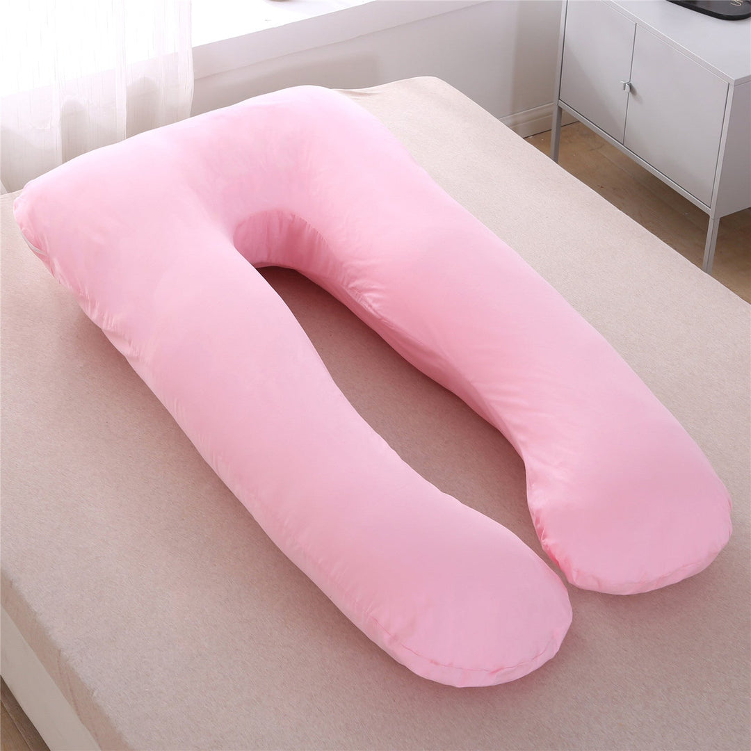 full-body U-shaped pregnancy support pillow with ergonomic lumbar and hip contour and removable breathable cover Stornfield