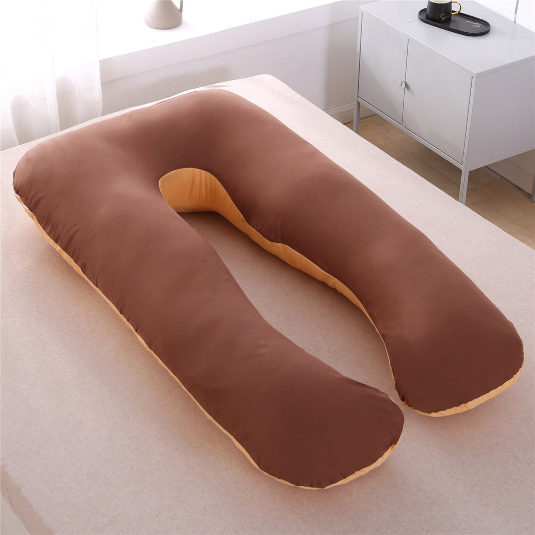 full-body U-shaped pregnancy support pillow with ergonomic lumbar and hip contour and removable breathable cover Stornfield
