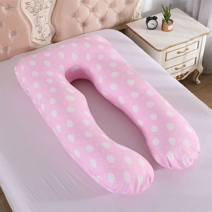 full-body U-shaped pregnancy support pillow with ergonomic lumbar and hip contour and removable breathable cover Stornfield