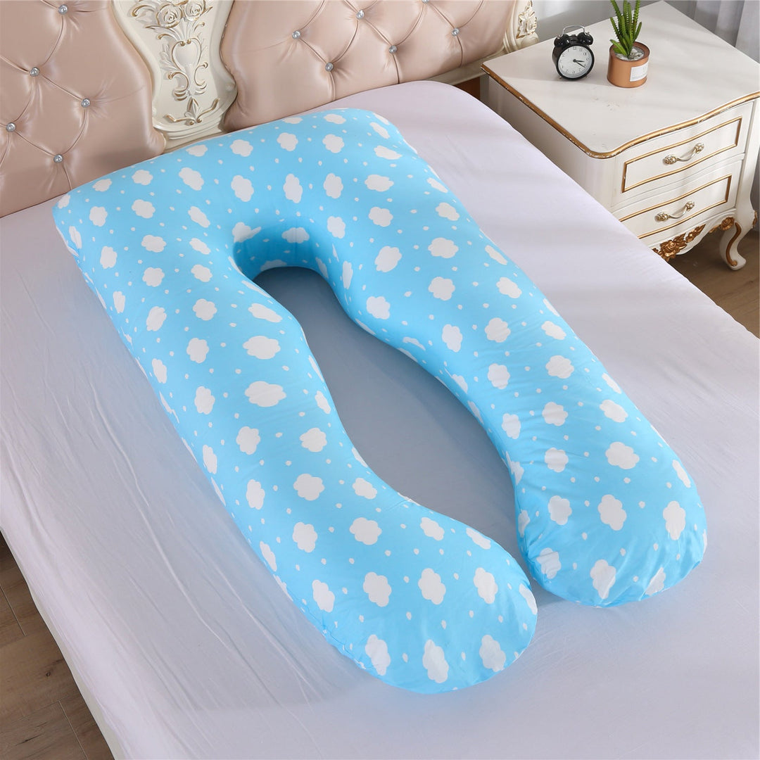 full-body U-shaped pregnancy support pillow with ergonomic lumbar and hip contour and removable breathable cover Stornfield