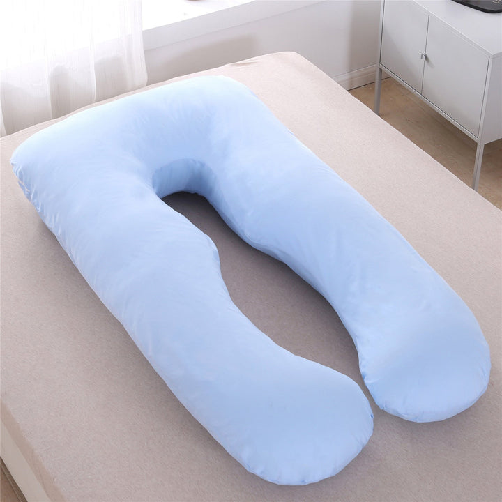 full-body U-shaped pregnancy support pillow with ergonomic lumbar and hip contour and removable breathable cover Stornfield