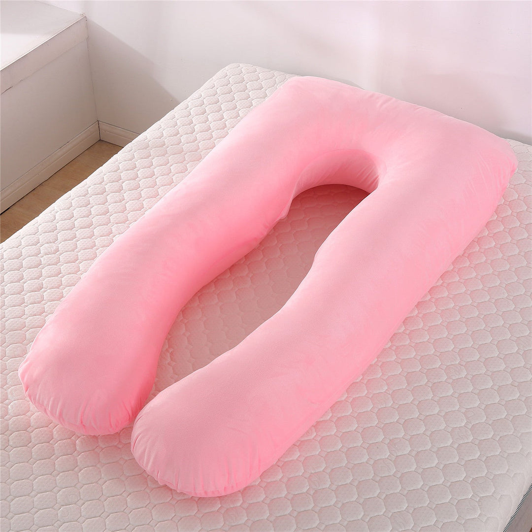 full-body U-shaped pregnancy support pillow with ergonomic lumbar and hip contour and removable breathable cover Stornfield
