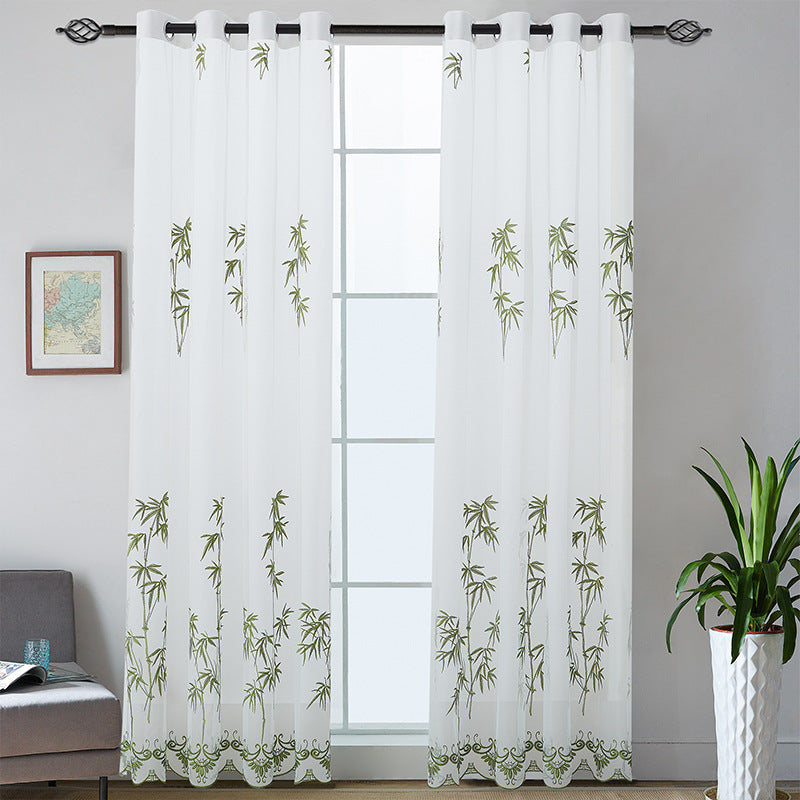 Elegant transparent curtain with bamboo pattern