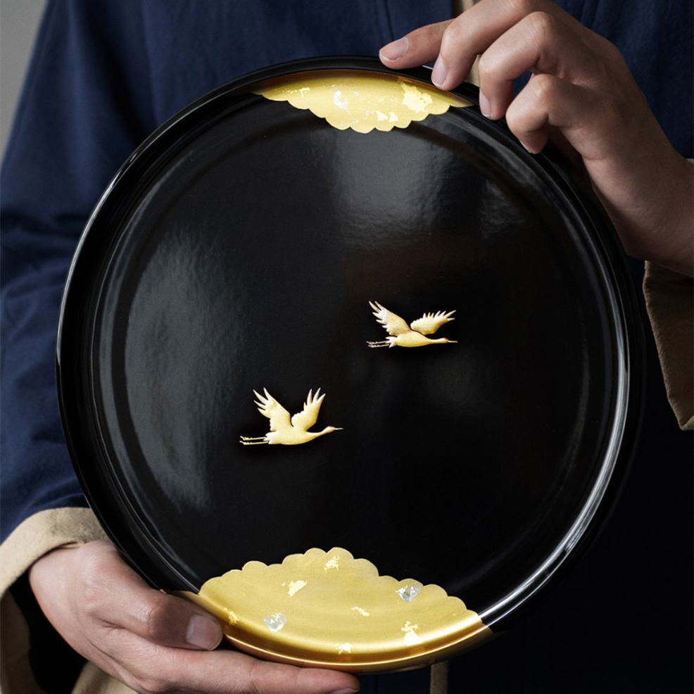 Japanese Handcrafted Circular Cranes Resin Tray | Stornfield