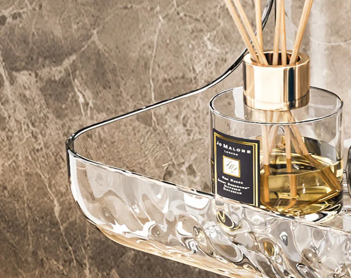 ClearGrip Acrylic Wall Shelf without Drilling – Transparent Bathroom Shelf for Cosmetics, Shampoo & More Stornfield