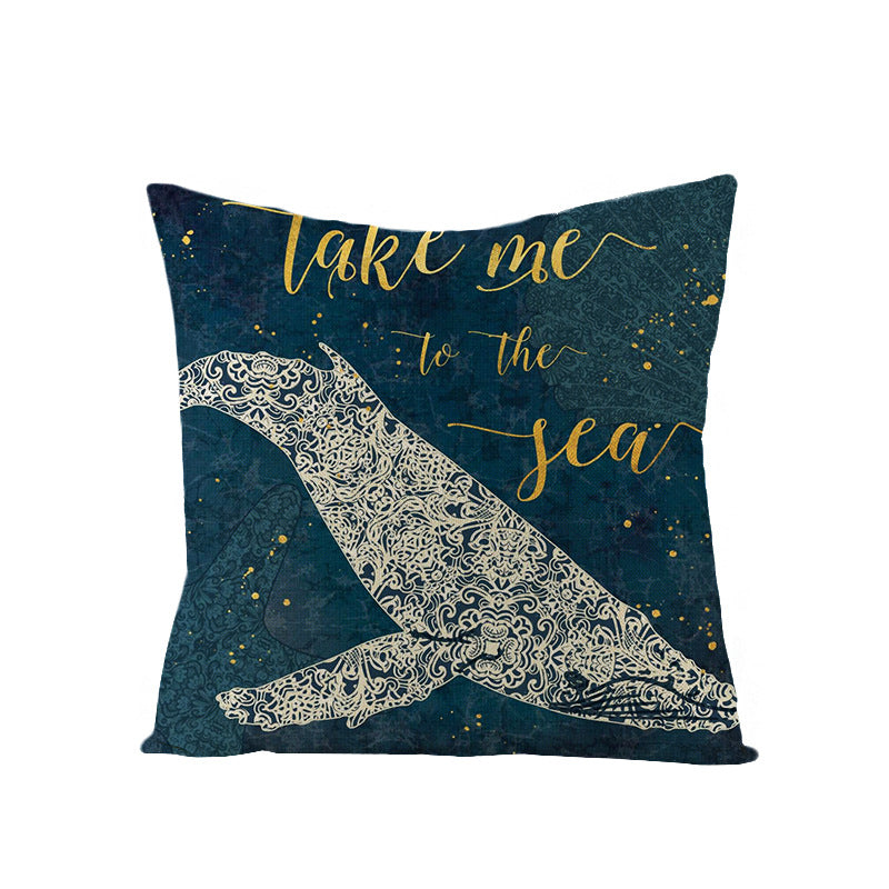 Coastal Seahorse Decorative Cotton-Linen Throw Pillow Cover