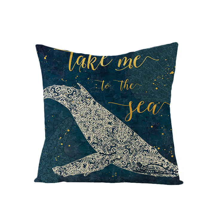 Coastal Seahorse Decorative Cotton-Linen Throw Pillow Cover