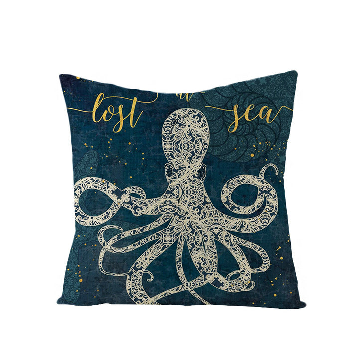 Coastal Seahorse Decorative Cotton-Linen Throw Pillow Cover