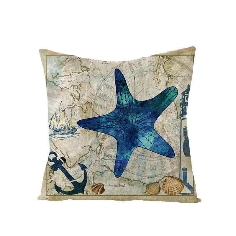 Coastal Seahorse Decorative Cotton-Linen Throw Pillow Cover