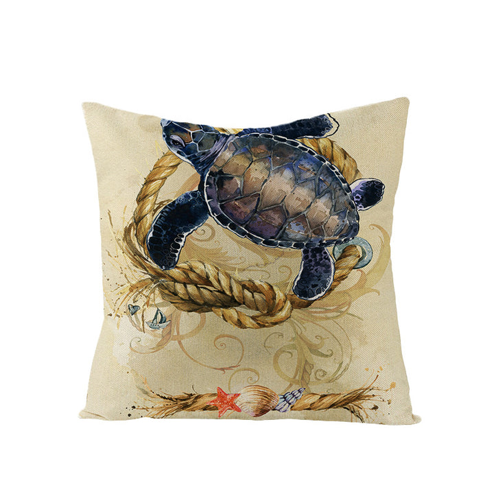 Coastal Seahorse Decorative Cotton-Linen Throw Pillow Cover