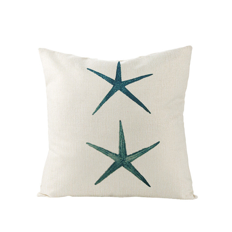 Coastal Seahorse Decorative Cotton-Linen Throw Pillow Cover
