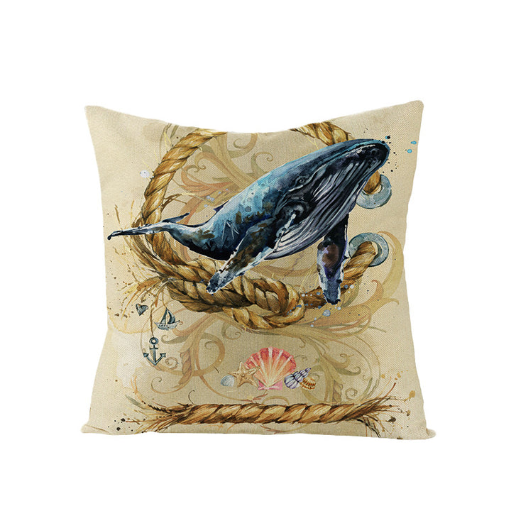 Coastal Seahorse Decorative Cotton-Linen Throw Pillow Cover