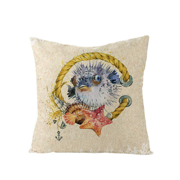 Coastal Seahorse Decorative Cotton-Linen Throw Pillow Cover