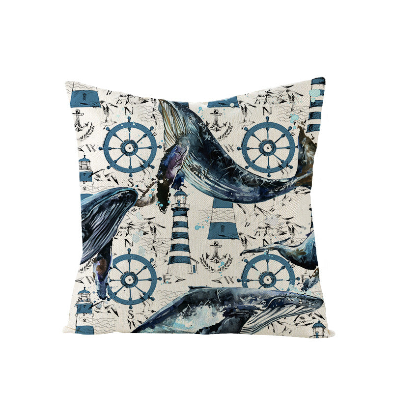 Coastal Seahorse Decorative Cotton-Linen Throw Pillow Cover
