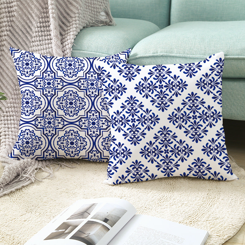 Square Mandala Decorative Pillow Cover with Hidden Zipper