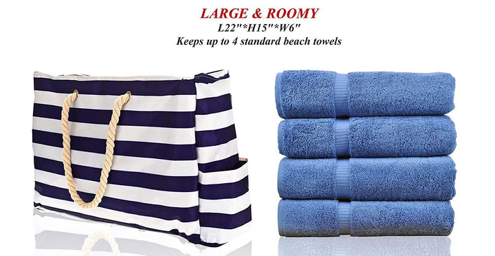 Large beach bag with nautical stripe pattern Stornfield