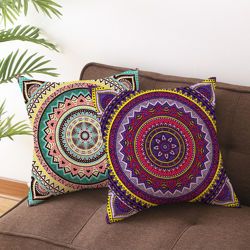 Bohemian Mandala Decorative Square Pillow Cover with Hidden Zipper