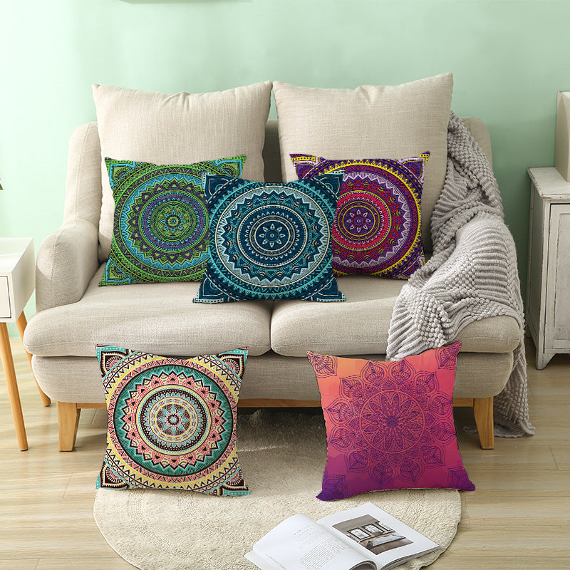 Bohemian Mandala Decorative Square Pillow Cover with Hidden Zipper