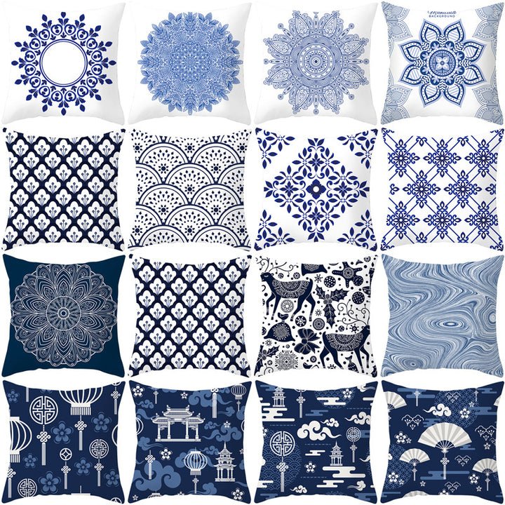 Square Mandala Decorative Pillow Cover with Hidden Zipper