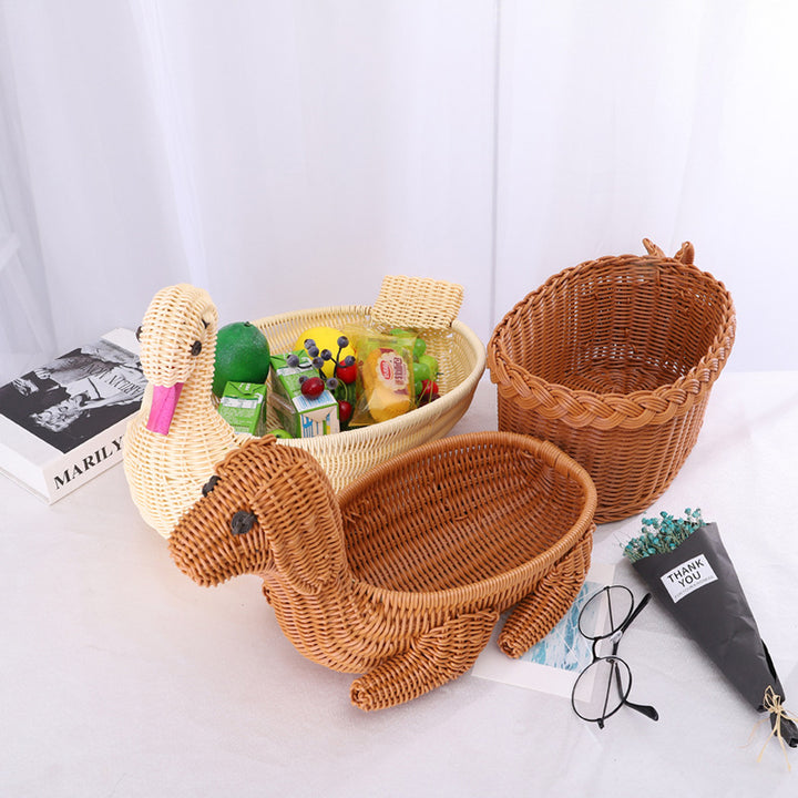 Decorative Woven Dog-Shaped Storage Basket Stornfield