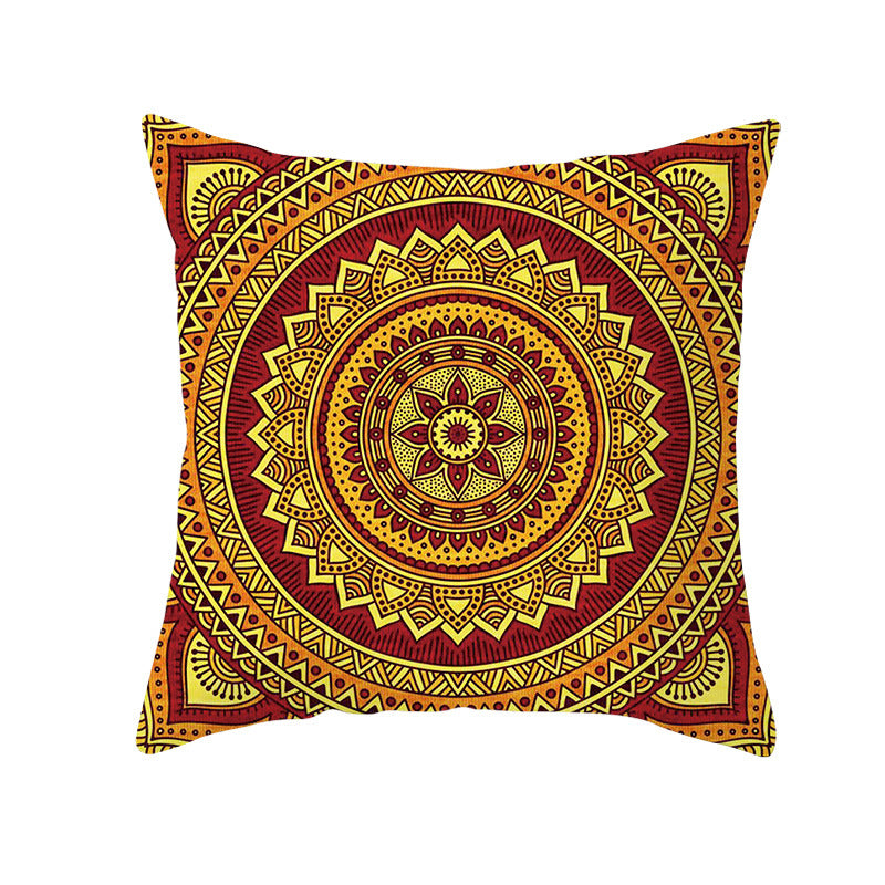 Bohemian Mandala Decorative Square Pillow Cover with Hidden Zipper