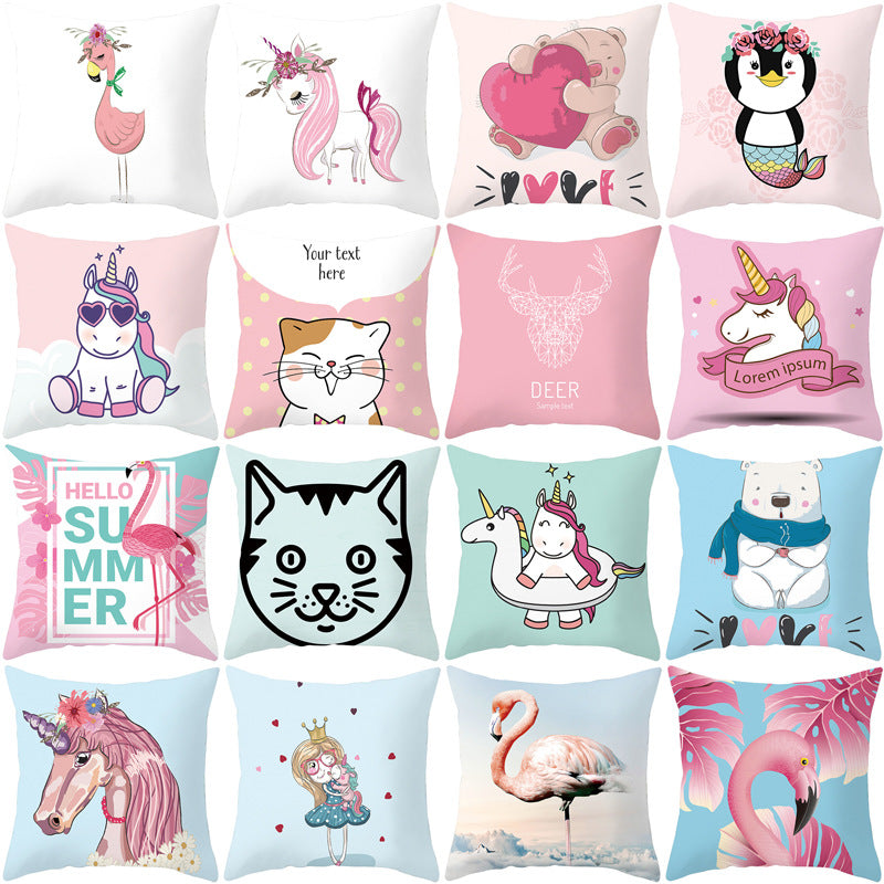 Square Decorative Pillow Cover with Mermaid Penguin Illustration and Concealed Zipper