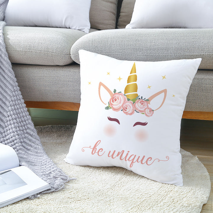 Square Decorative Pillow Cover with Mermaid Penguin Illustration and Concealed Zipper