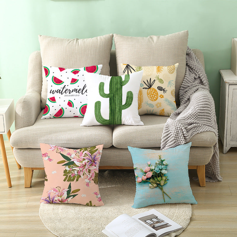 Tropical Pineapple and Banana Pattern Decorative Throw Pillow Cover
