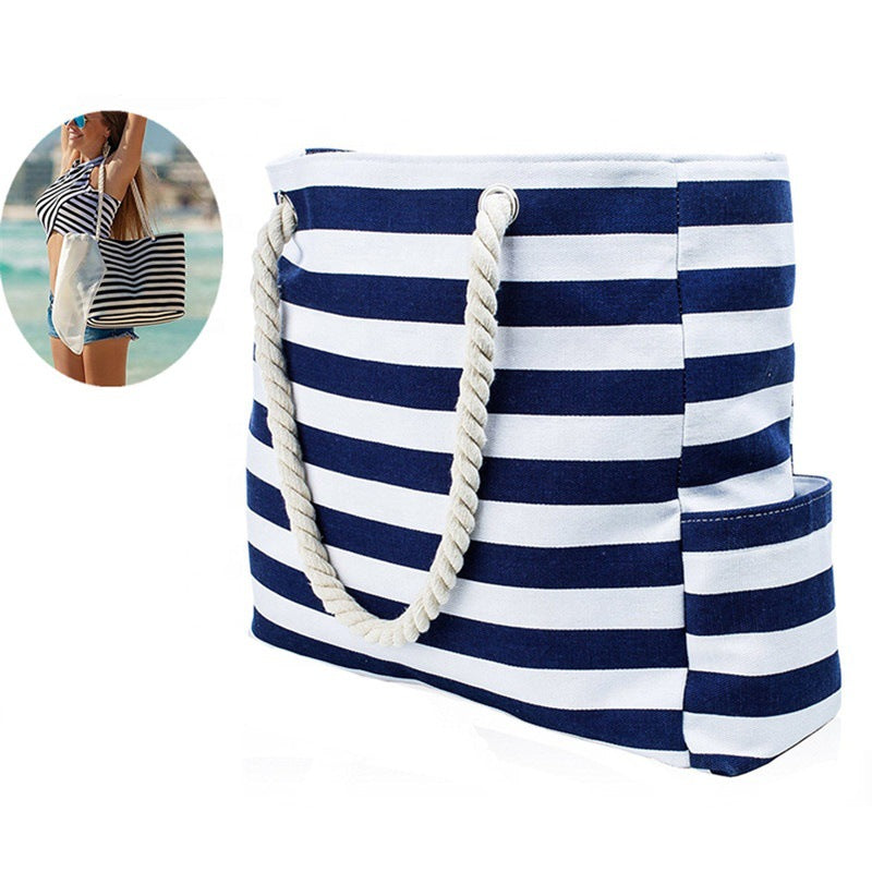 Large beach bag with nautical stripe pattern Stornfield