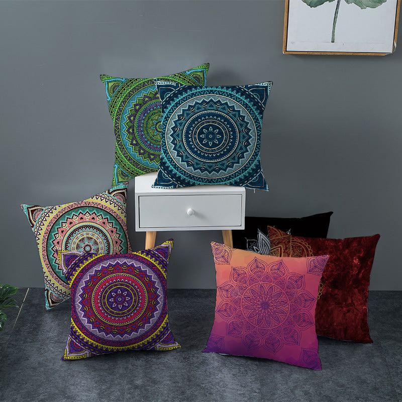 Bohemian Mandala Decorative Square Pillow Cover with Hidden Zipper