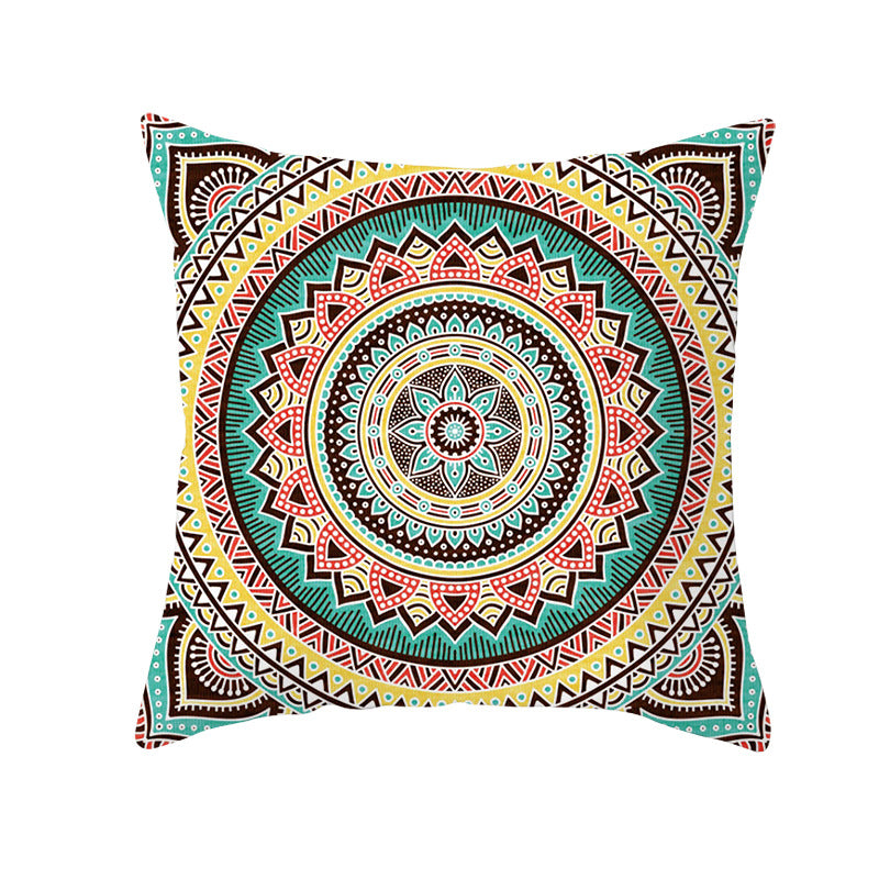 Bohemian Mandala Decorative Square Pillow Cover with Hidden Zipper