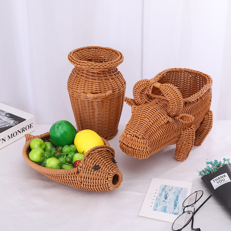Decorative Woven Dog-Shaped Storage Basket Stornfield