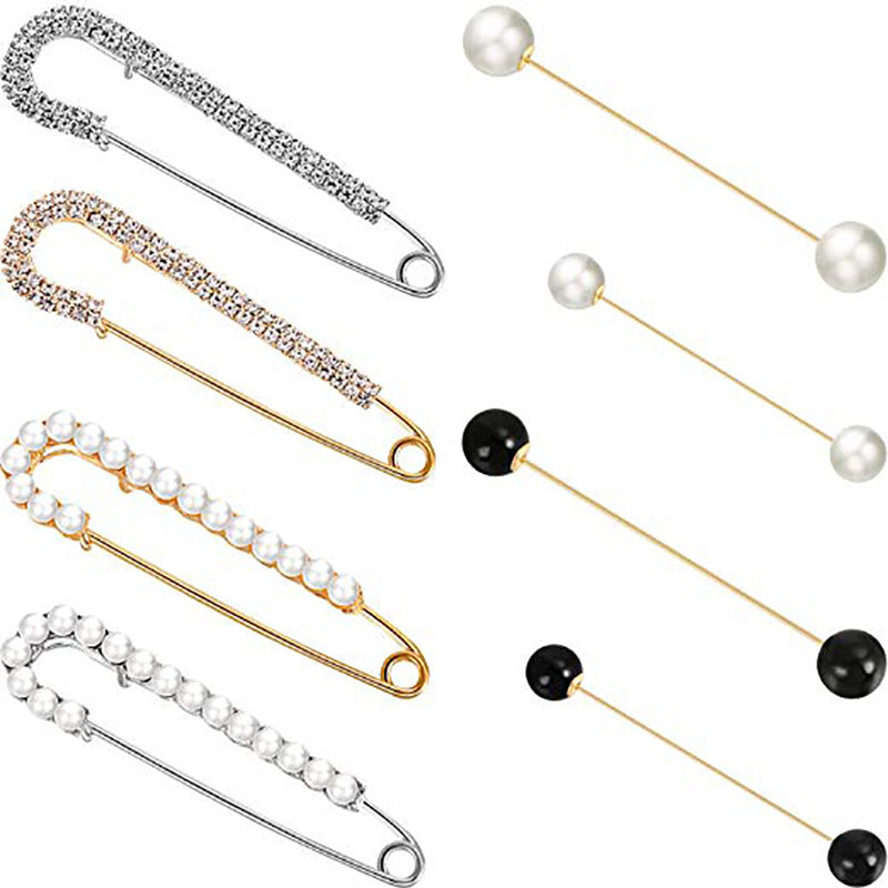 Decorative Pearl and Rhinestone Safety Pin Set Stornfield