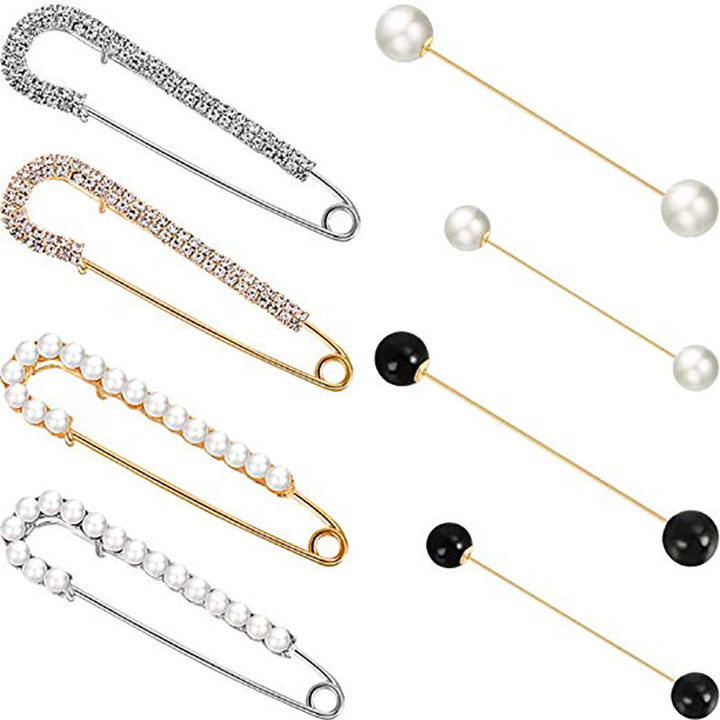Decorative Pearl and Rhinestone Safety Pin Set Stornfield