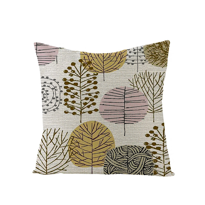 Modern Geometric Linen Cushion Cover with Mid-Century Abstract Print