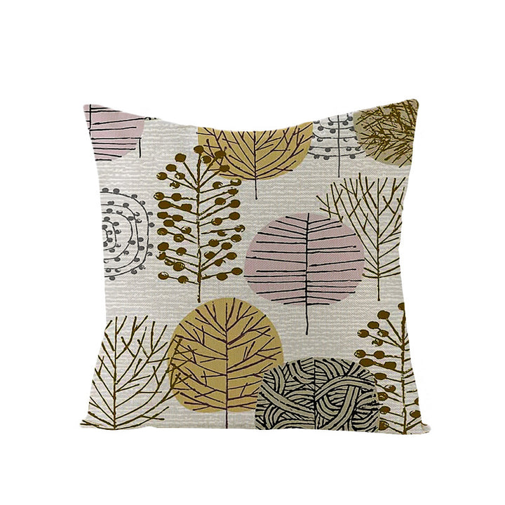 Modern Geometric Linen Cushion Cover with Mid-Century Abstract Print