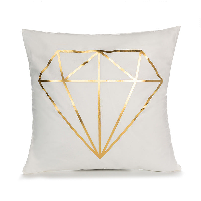 Decorative Square Pillow Cover with Foil Geometric Diamond Print