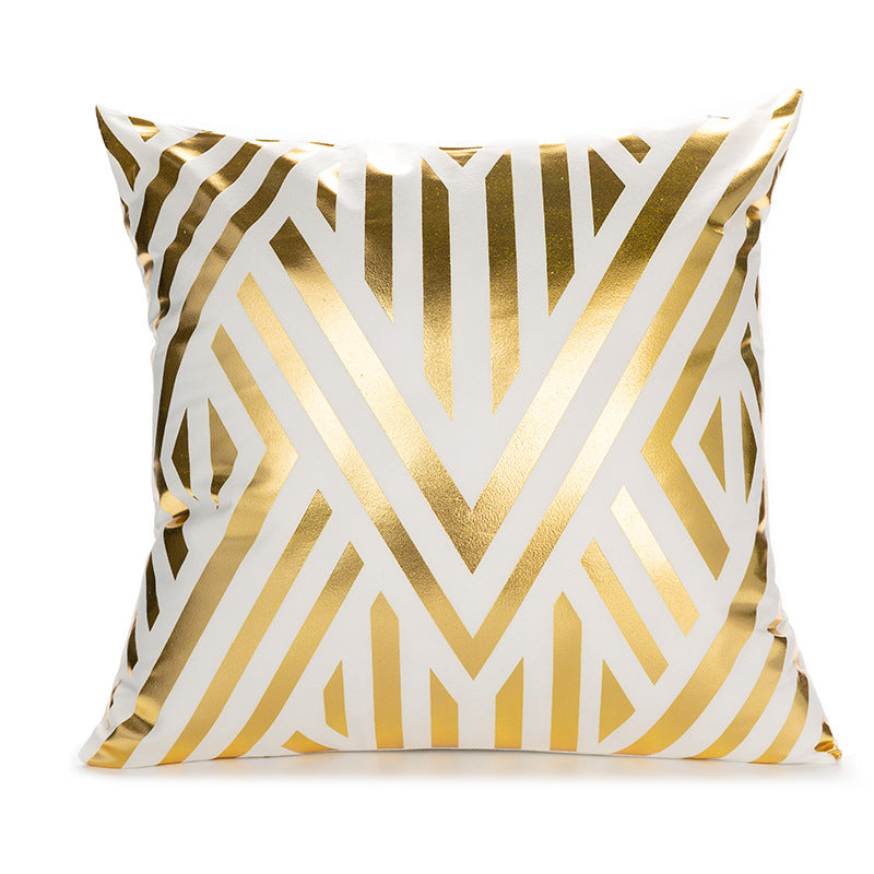 Decorative Square Pillow Cover with Foil Geometric Diamond Print