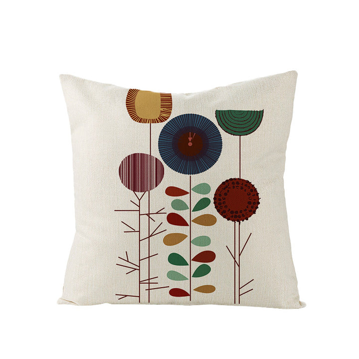 Modern Geometric Linen Cushion Cover with Mid-Century Abstract Print