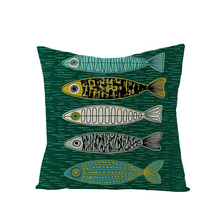 Modern Geometric Linen Cushion Cover with Mid-Century Abstract Print