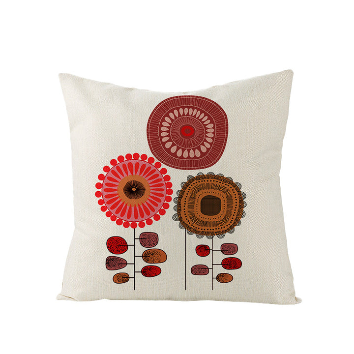 Modern Geometric Linen Cushion Cover with Mid-Century Abstract Print