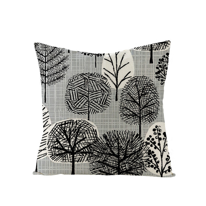 Modern Geometric Linen Cushion Cover with Mid-Century Abstract Print