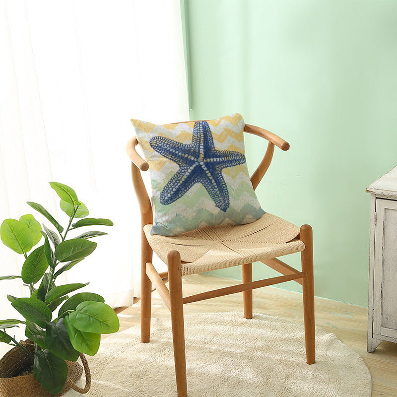 Coastal Seahorse Decorative Cotton-Linen Throw Pillow Cover