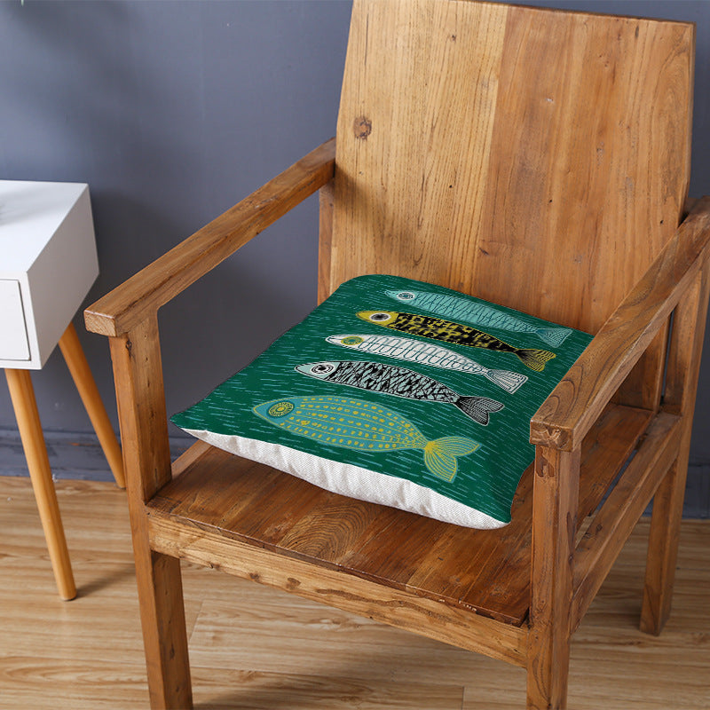Modern Geometric Linen Cushion Cover with Mid-Century Abstract Print