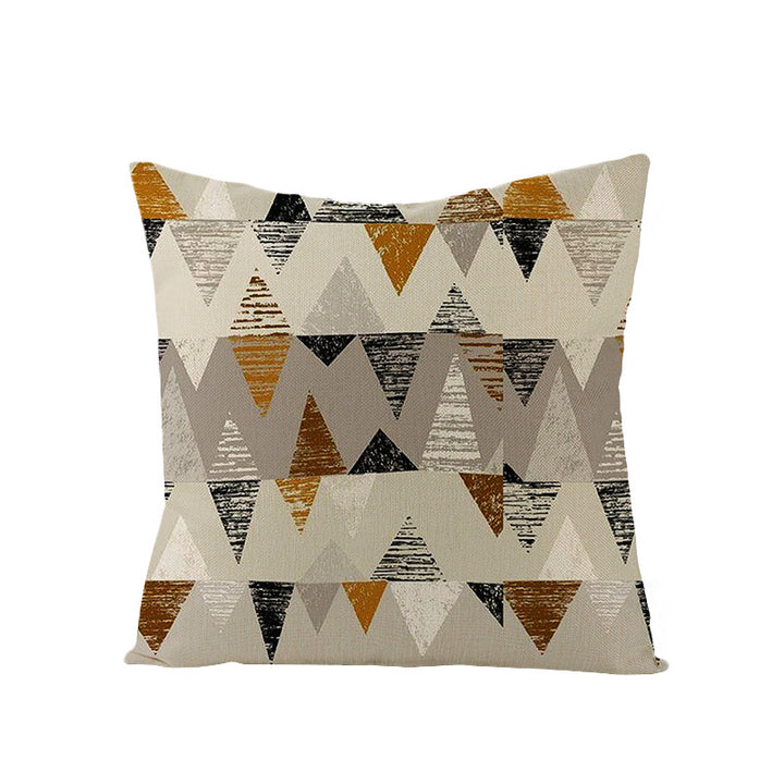 Modern Geometric Linen Cushion Cover with Mid-Century Abstract Print